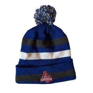 American University Striped Pom Beanie – OSFM by Logofit
